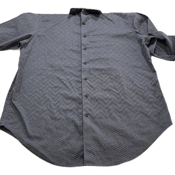 Robert Graham Shirt Mens XLT Gray Textured Flip Up Cuffs LS Embroidery Buttons - Picture 15 of 16
